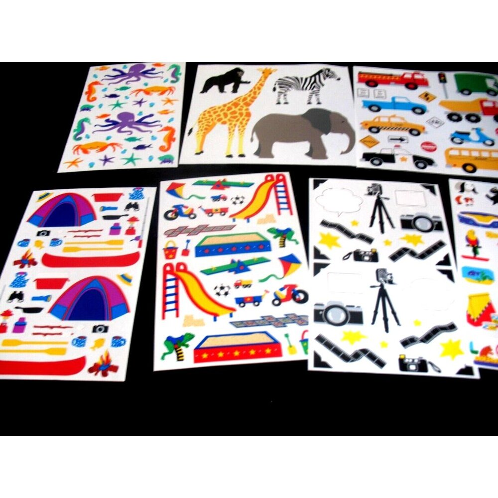 Lot Stickers, 24 block 3 Lg,Picnic, Dance, Starfish, Penguins, Music, Pets, Pool